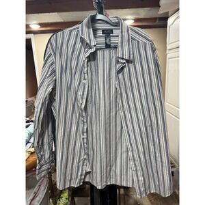 Axcess Claiborne Mens XL Long Sleeve Button Down Shirt Blue Black White Striped